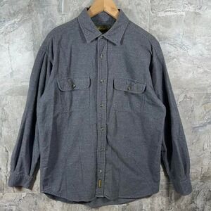 Vintage Timberland Grey flannel shirt with button-up front and long sleeves M